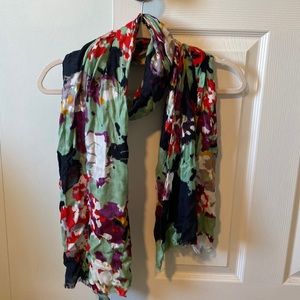 EUC Women’s Floral Scarf. No tag. Black, White, Red, Green, Purple, Yellow